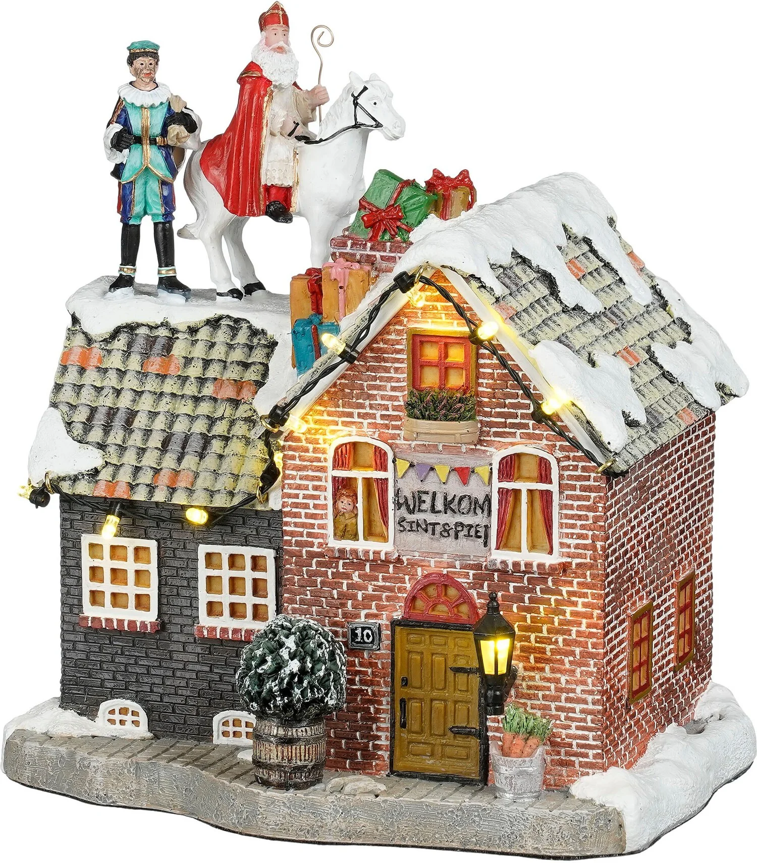 Luville Molendam kersthuisje sinterklaas on roof (sint op het dak) 17,5 x 13 x 19 cm