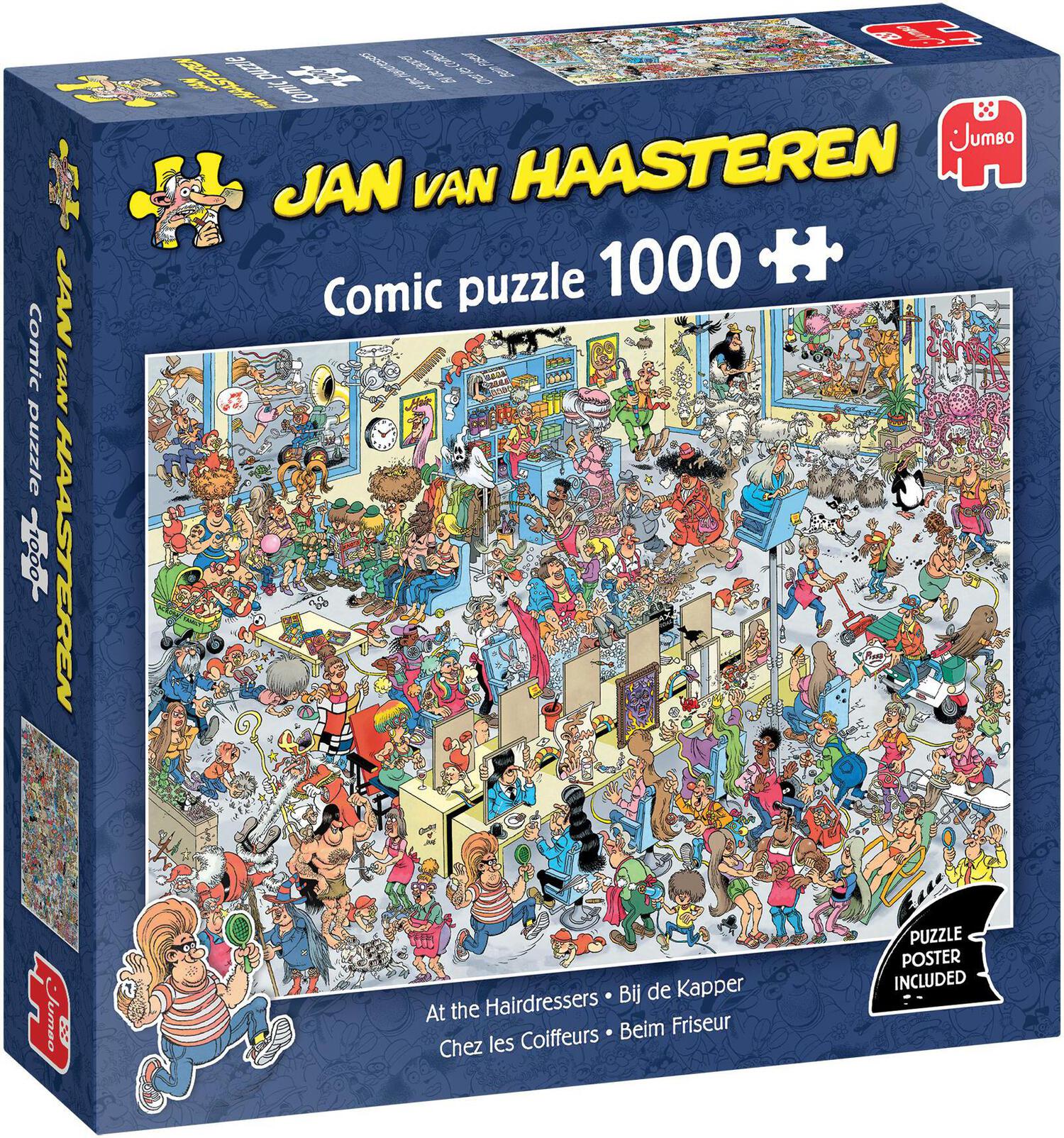 Jumbo puzzel Jan van Haasteren bij de kapper 68 x 49 cm 1000 stukjes