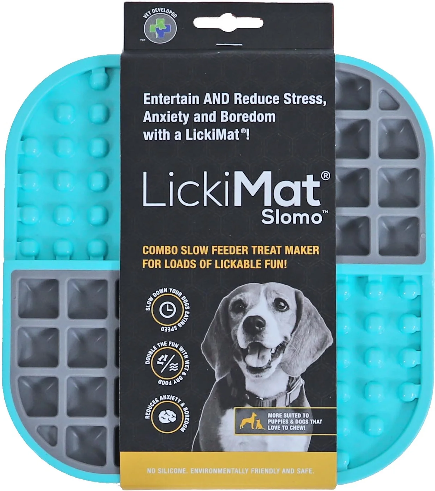Lickimat likmat Slomo blauw 20 x 20 x 1 cm