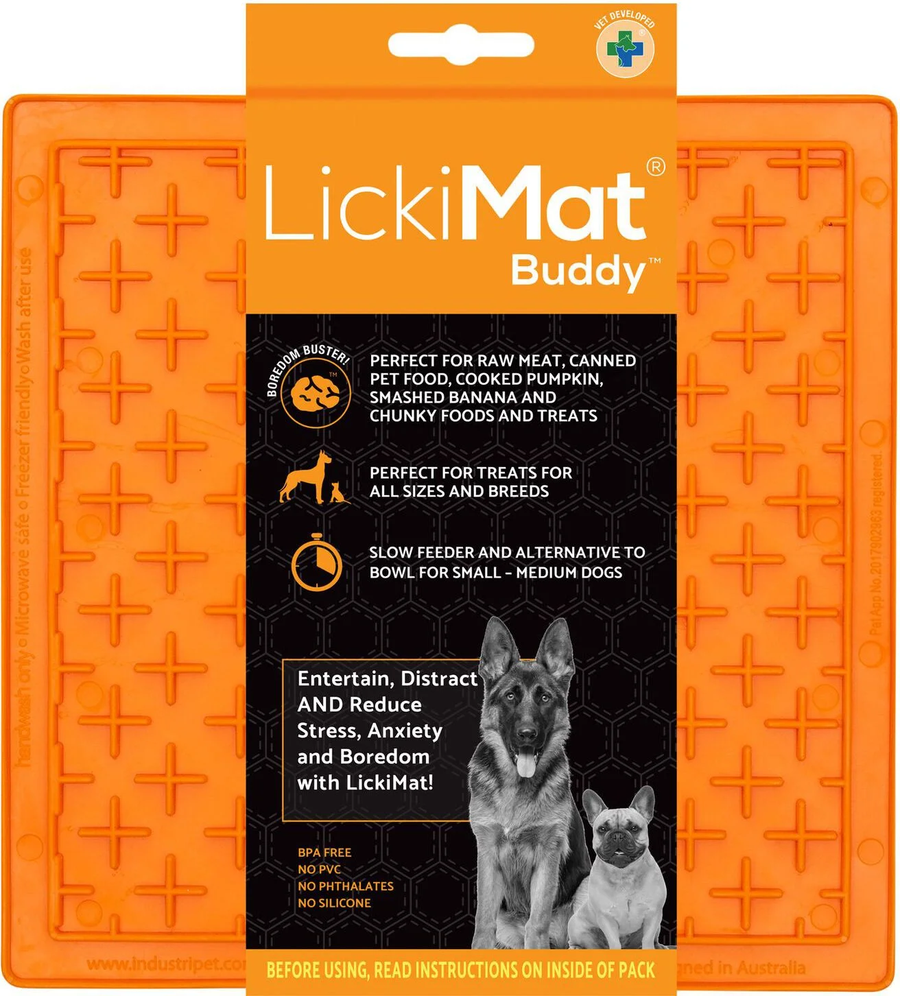 Lickimat likmat Buddy oranje 20 x 22,3 x 0,8 cm