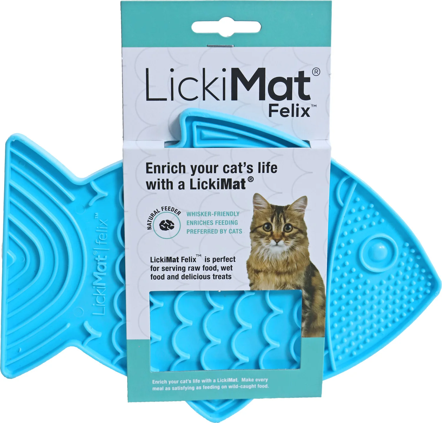 LickiMat kattenmat Vis blauw 21,5 x 0,8 x 21 cm