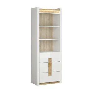 Helios boekenkast met 3 laden en LED's Wit laqué en hout Helios boekenkast met 3 laden en LED's Wit laqué en hout
