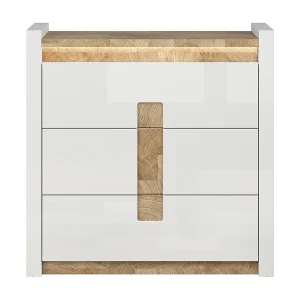 Helios commode met 3 laden en LED's Wit laqué en hout Helios commode met 3 laden en LED's Wit laqué en hout