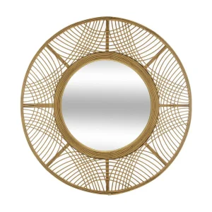 Grote ronde wandspiegel van natuurlijk bamboe D 70 cm, beige lijst, kwaliteitsglas, wandmontage Grote ronde wandspiegel van natuurlijk bamboe D 70 cm, beige lijst, kwaliteitsglas, wandmontage
